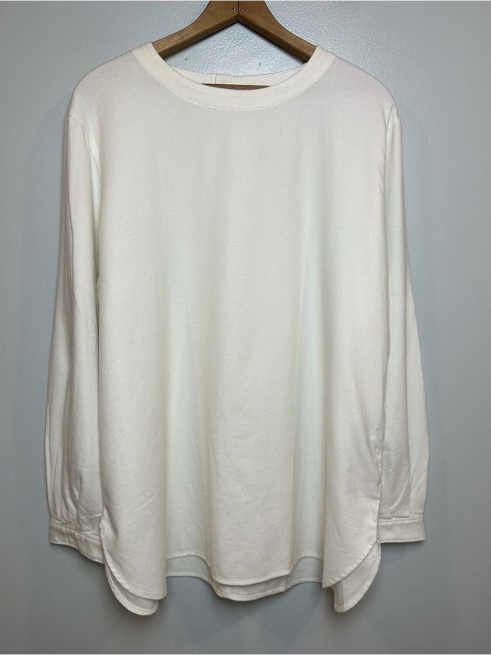 Uniqlo Double Brushed Flannel Blouse Off White Button Back NWT